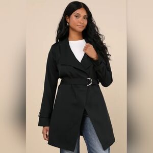 Classic Elegant Black Belted Women's Coat